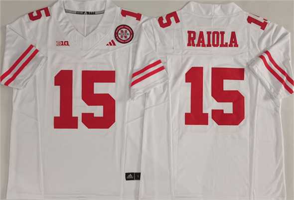 Mens Nebraska Cornhuskers #15 Dylan Raiola White F.U.S.E. With Patch Vapor Limited Stitched Jersey